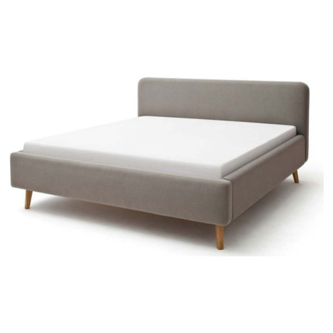 Taupe čalouněná dvoulůžková postel s úložným prostorem s roštem 180x200 cm Mattis – Meise Möbel