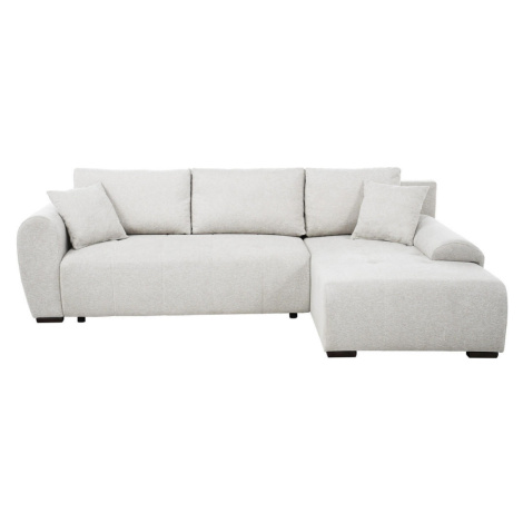 Beautysofa ROHOVÁ ROZKLÁDACÍ POHOVKA Dallas s úložným prostorem, 255 cm, krémová, pravá, velurov