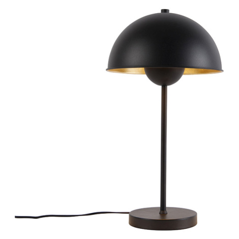 Retro stolní lampa černá se zlatem - Magnax QAZQA
