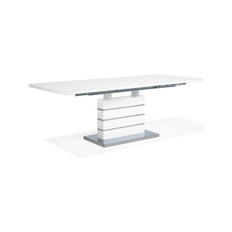 Rozkládací bílý jídelní stůl se základnou s nerezové oceli 180/220 x 90 cm HAMLER, 127843 BELIANI