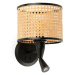 FARO MAMBO černá/ratan nástěnná lampa se čtecí lampičkou pr.210