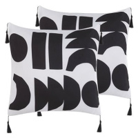 BELIANI, Sada 2 dekorativních polštářů s geometrickým vzorem 45 x 45 cm černobílá LIRIOPE, 29992