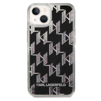 Pouzdro Karl Lagerfeld Monogram Liquid Glitter iPhone 14 Plus černé