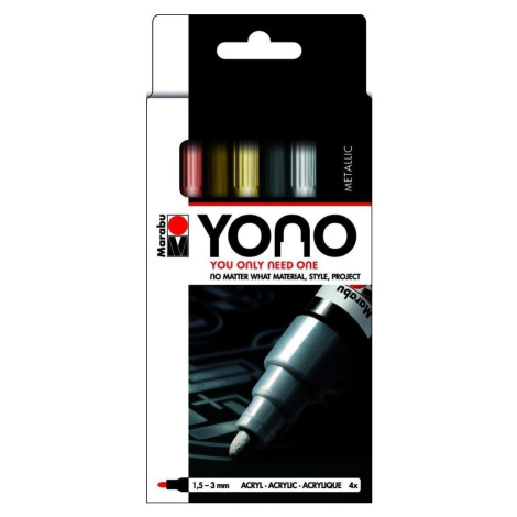 Marabu YONO Sada akrylových popisovačů - metalické barvy 4x 1,5-3 mm