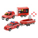 2-Play hasičská auta CZ 13cm kov s přívěsem a vozíkem na baterie se světlem a zvukem
