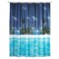 Modrý sprchový závěs Wenko Dreamy Beach, 180 x 200 cm