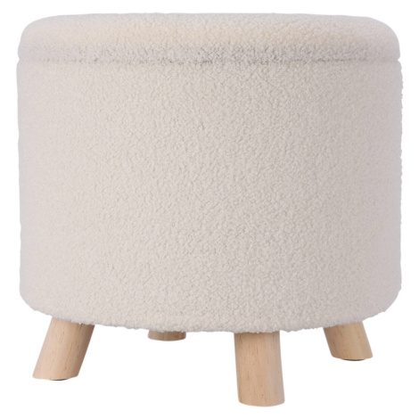 Home Styling Collection Úložný kulatý čalouněný puf TEDDY, 40 × 37 cm, bílý