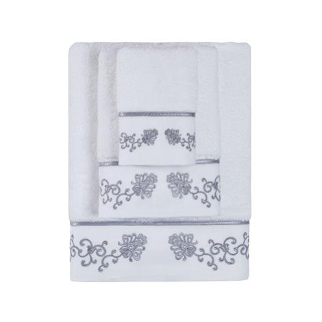 Soft Cotton Malý ručník Diara 30 × 50 cm, bílá - šedá výšivka