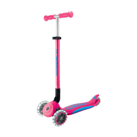 Globber Dětská tříkolová koloběžka Primo Foldable Plus- svítící kola - tmavě růžová