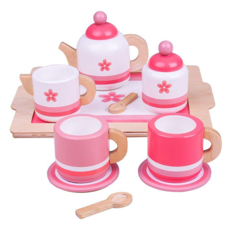 Bigjigs Toys Dřevěná čajová sada, růžová