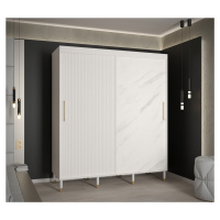 Šatní skříň Calipso Slim Marmur Barva korpusu: Bílá, Rozměry: 180 cm, Dveře: Bílá + Bílý Marmur