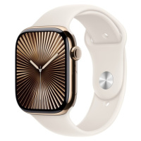 Apple Watch Series 10 Cellular 46mm Zlatý titan s hvězdně bílým sportovním řemínkem M/L