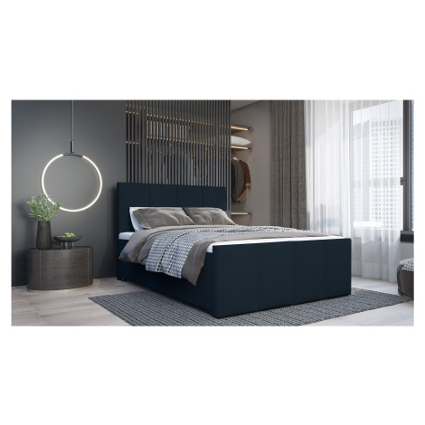 SFAB Kontinentální čalouněná postel MILANO (140x200 cm) Barva látky: Tmavá modrá (Lincoln 77)