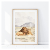 Plakát s motivem lvího páru