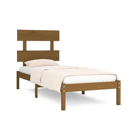 Rám postele medově hnědý masivní dřevo 100 × 200 cm, 3104666 SHUMEE