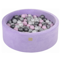 MeowBaby Suchý bazének s míčky 90x30cm s 200 míčky, světle fialová: stříbrná, šedá, pastelově rů