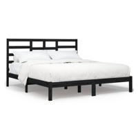 Rám postele černý masivní dřevo 200 × 200 cm, 3105819