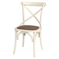 Estila Provence masivní bílá jídelní židle Preciosa se sedací částí z ratanu a mahagonovým tělem
