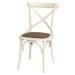 Estila Provence masivní bílá jídelní židle Preciosa se sedací částí z ratanu a mahagonovým tělem