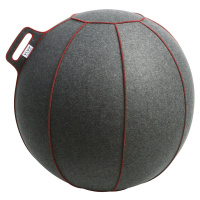 VLUV Sedací míč VELT, z vlněné plsti merino, 700 - 750 mm, šedá melírovaná/červená