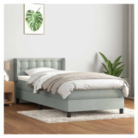 vidaXL Box spring postel s matrací světle šedá 80x220 cm samet