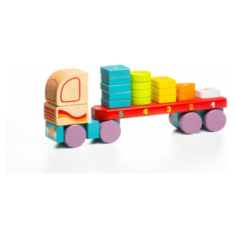 Cubik 13425 Kamion s geometrickými tvary - dřevěná skládačka 19 dílů CUBIKA