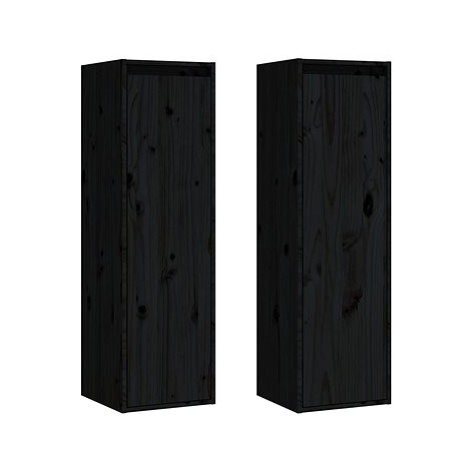 Shumee Nástěnné 2 ks černé 30×30×100 cm masivní borovice, 813514