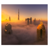 Umělecká fotografie Dubai foggy sunrise in the city A738873, Joana Duenas, (40 x 35 cm)