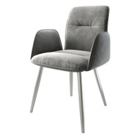 DELIFE Jídelní židle Vinja-Flex šedý samet zaoblená podnož z nerezové oceli