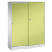 C+P Skříň s posuvnými dveřmi ASISTO, výška 1617 mm, šířka 1200 mm, světlá šedá/viridianová zelen