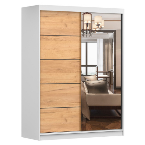 Idze Šatní skříň VISTA 05 CRAFT 150 cm bílá/dub craft