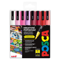 Posca sada popisovačů PC-3M, LOVE, 0,9 - 1,3 mm, mix teplých tónů (8 ks)