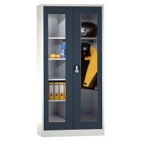 Wolf Víceúčelová šatní skříň s elektronickým zámkem, s dveřmi s okénkem, světlá šedá / antracito