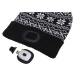 Čepice s čelovkou 180lm, nabíjecí, USB, univerzální velikost, bavlna/PE, zimní černá SIXTOL