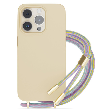 Silikonový kryt se šňůrkou pro iPhone 14 Pro Max Epico - růžový