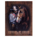 Plechová cedule COWGIRL BY CHOICE - Gotta Ride, 31.5 × 40 cm