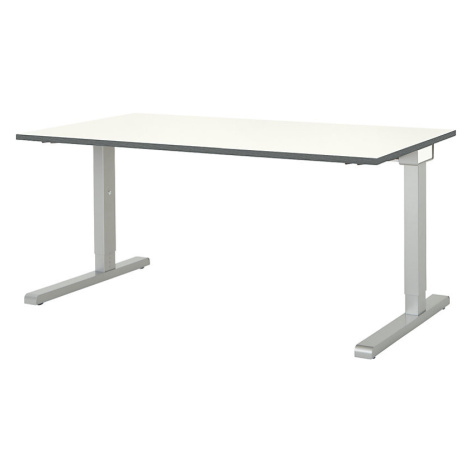 mauser Výškově nastavitelný obdélníkový stůl, š x h 1600 x 800 mm, deska bílá, podstavec v hliní