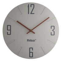 MEBUS Nástěnné hodiny (světle šedá/dřevo)