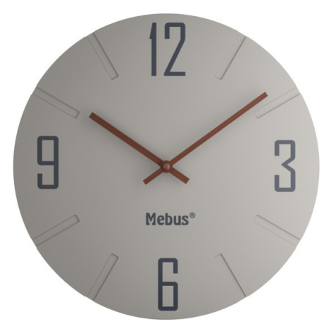 MEBUS Nástěnné hodiny (světle šedá/dřevo)