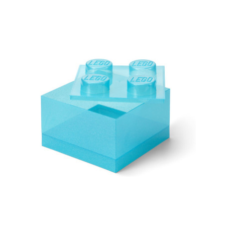 LEGO úložný box 4 s víkem - třpytivá modrá