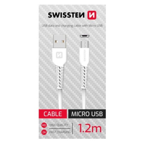 Datový kabel USB / micro USB (bílý, 1,2m) Swissten