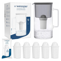 Skleněná Konvice Wessper D2 Borosilicate 3l 6x Filtr Wessper aquaclassic