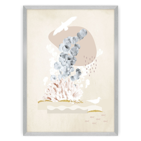 Dekoria Plakát Beige Abstract I, 50 x 70 cm, Zvolit rámek: Stříbrný