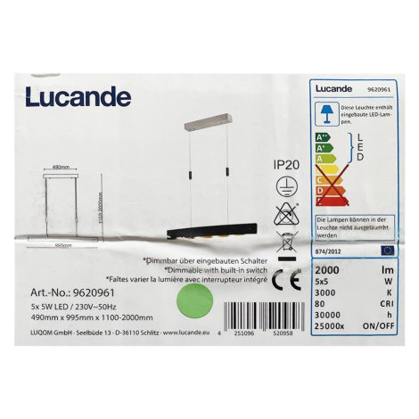 Lucande Lucande - LED Stmívatelný lustr na lanku LIO 5xLED/5W/230V