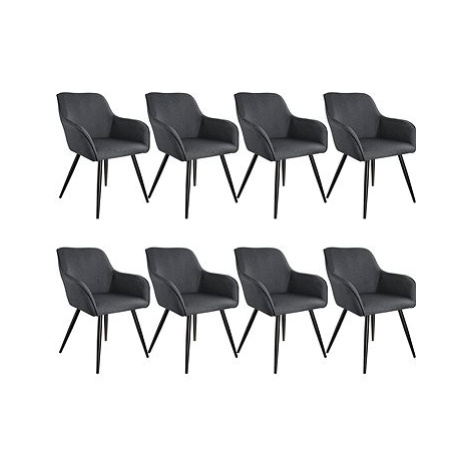 8× Židle Marilyn lněný vzhled, tmavě šedá-černá tectake