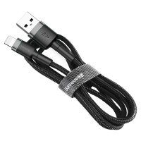 Baseus Cafule extra odolný nylonem opletený kabel USB / Lightning QC3.0 2,4A 0,5m black-grey