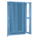 LISTA Skříň s prosklenými dveřmi, v x š x h 1950 x 1000 x 580 mm, dělicí stěna, světlá modrá