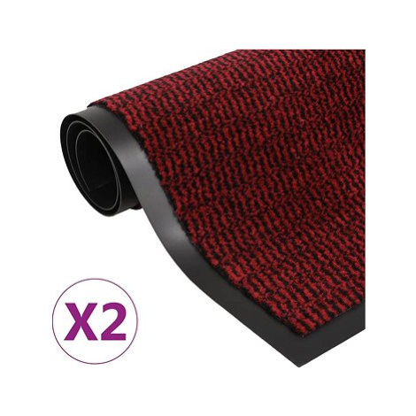 Shumee Protiprachové obdélníkové rohožky 2 ks všívané 40 × 60 cm červené