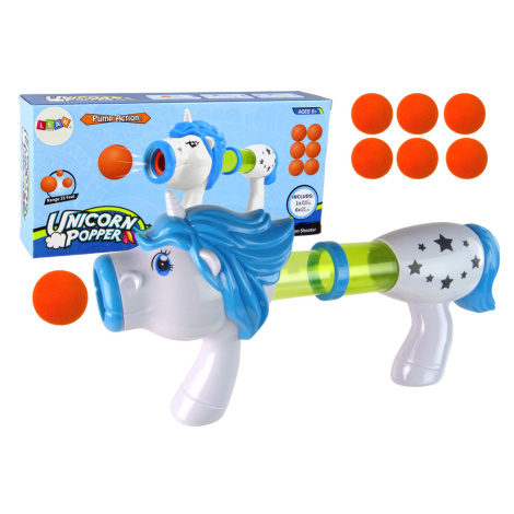 mamido  Dětská pistole s měkkými míčky Jednorožec modrá