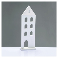 ACA Lighting Vánoční dřevená dekorace bílý dům 11.5x5x33,5cm X063367